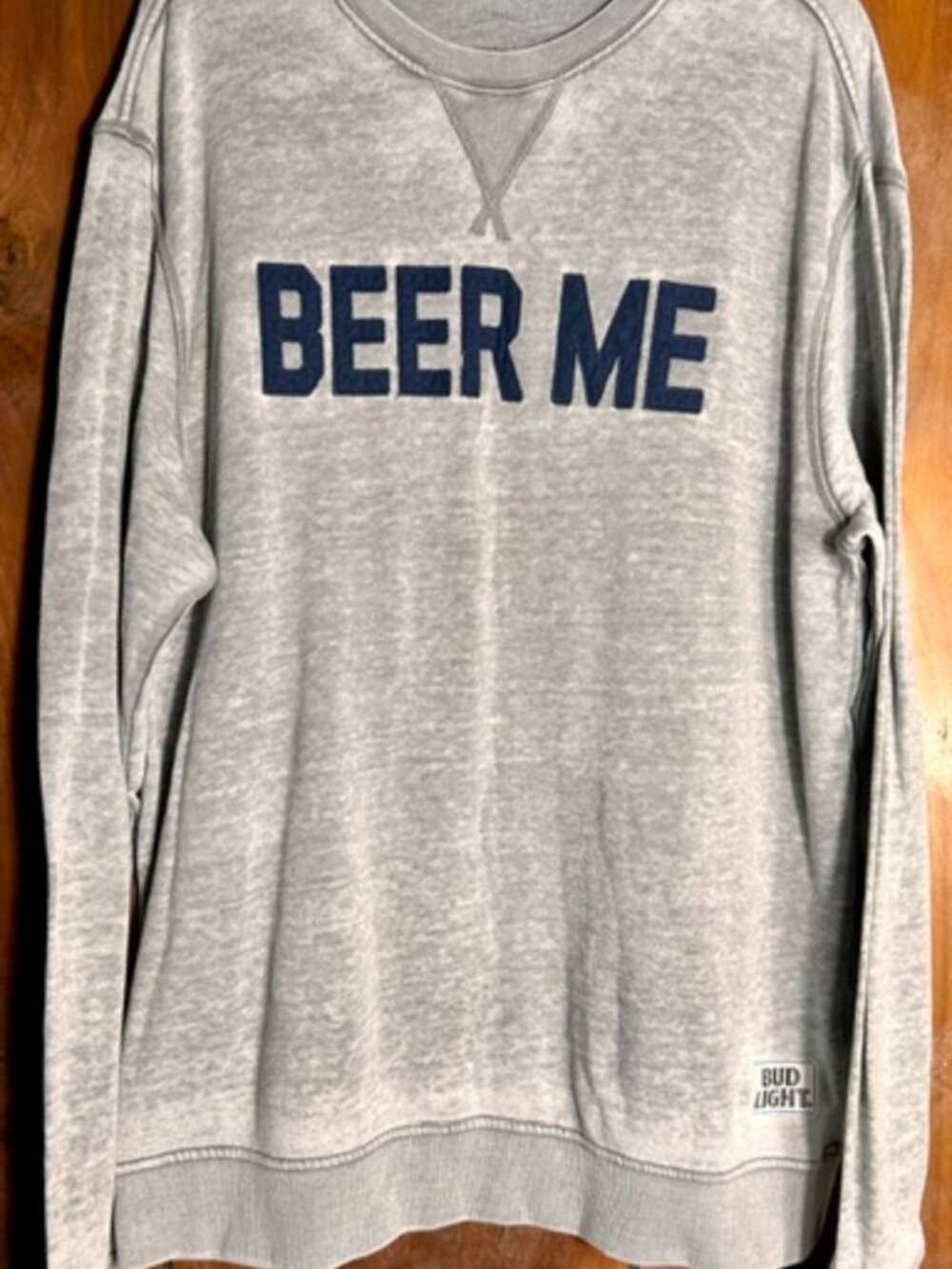 Camp David Beer Me Bud Light Grey Crewneck Mens Sz XL